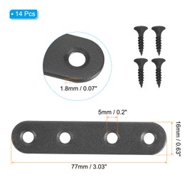 PATIKIL Stainless Steel Flat Mending Plate 3.03 x 0.66 Inch,14 Pieces Flat Straight Brace Brackets Joining Plates Repair Fixing Bracket Connector with Screws, Black
