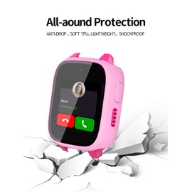 2 Pack for XPLORA XGO3 Smart Watch Case,Ultra-Thin Hard PC Protective Cover with Tempered Glass Film,BOVUGAC Case Cover for XPLORA XGO3 Kids Smart Watch Accessories-Pink