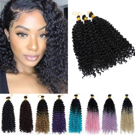 3 Pcs Water Wave Marlybob Crochet Hair Extensions 14 Inch Synthetic Hair Deep Wave Curly Braiding Hair Weft Afro Curl Twist Hair Braids for Women Natural Black