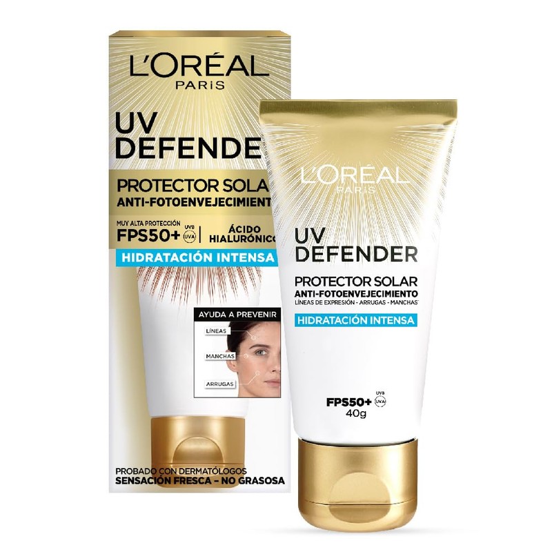L'Oréal Paris Protector Solar Diario FPS50+ UV Defender Hidratación Intensa,