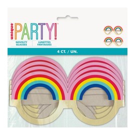 Foil Rainbow Paper Novelty Glasses - Stunning Multicolored Party Accessories - Perfect for Celebrations & Photo Booth Props - 4ct