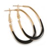 40mm Tall/Gold Tone with Black Enamel Oval Hoop Earrings/Medium Size