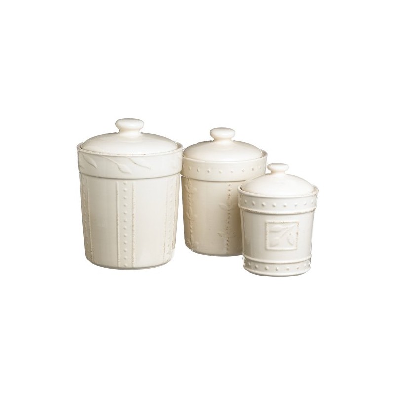 Signature Housewares Sorrento Collection Canisters, Ivory Antiqued Finish, Set of