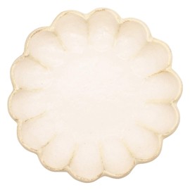 Kaneko Small 55-0008 Mino Ware 8.3 inches (21 cm), Plate, White, Kneaded Flower Linka