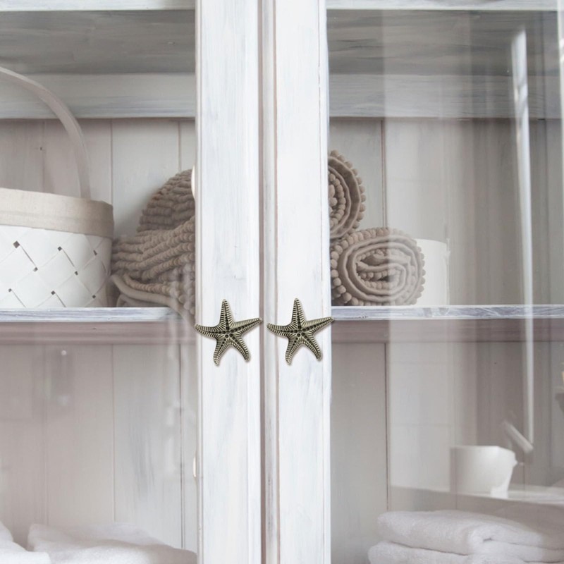 Angoily 4 PCS Sea Star Shaped Knobs, Sea Creature Drawer