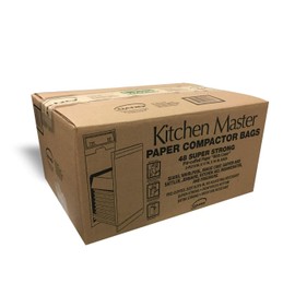 Kitchen Master Super Strong Compactor Bags (48 Pack) | Precuffed, Garbage Compactor Bags, Hardware for Kitchens, Paper Trash Bag, Kitchen Essential, Paper & Plastic Lined