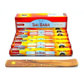 Sathya Satya Sai Baba Guru Indio Joss Incense Sticks, 120 Incense Sticks, Joss Sticks with Ashtray