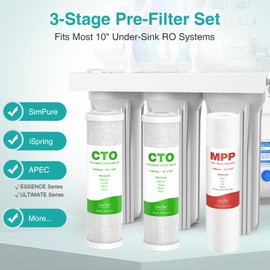 SimPure 1-3 Stage Reverse Osmosis Water Filter Replacement Set, Compatible with APEC Essence & Ultimate Series, Pre-Filter for ROES-50, ROES-PH75, RO-90, RO-PERM & Most 10" Water Filter Systems
