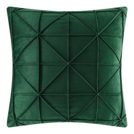 JWH Velvet Throw Pillow Cover Decorative Geometric Pillow Case Soft Pillowcase Plush Cushion for Bed Couch Bedroom Car Dark Green 20x20 Inch