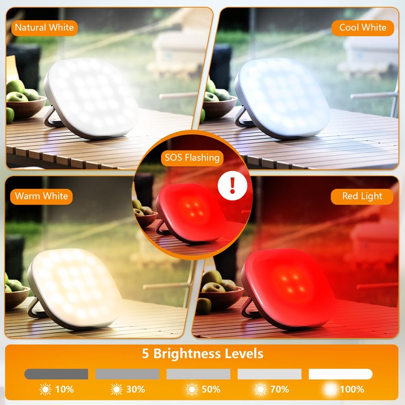 Solar Camping Lights, Solar Camping Lantern Rechargeable 5000mAh LED 5