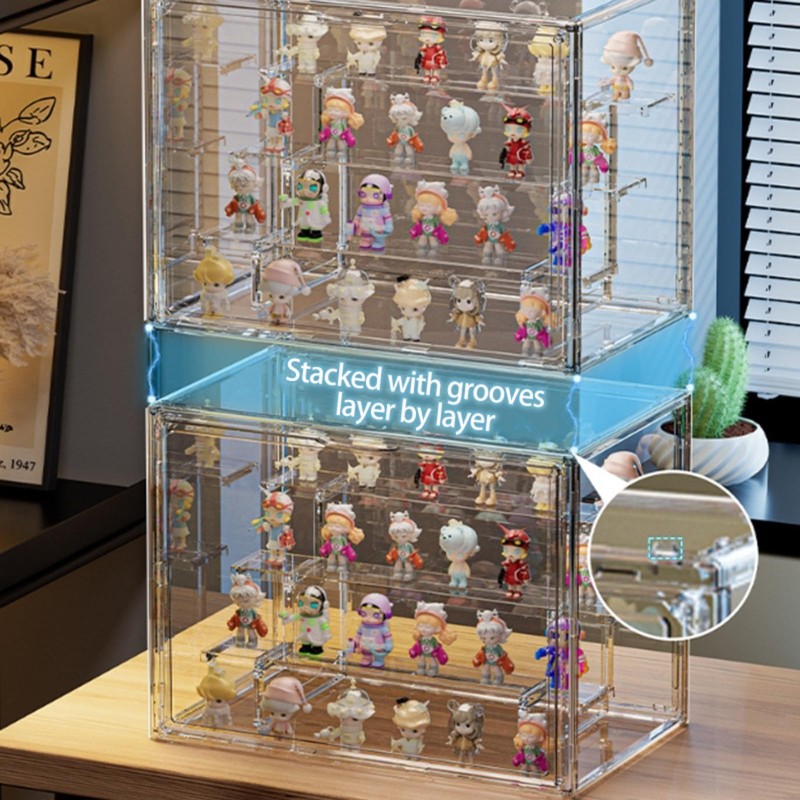 Blind Box Fully Transparent Display Shelf Acrylic Step-Style Stackable Desktop