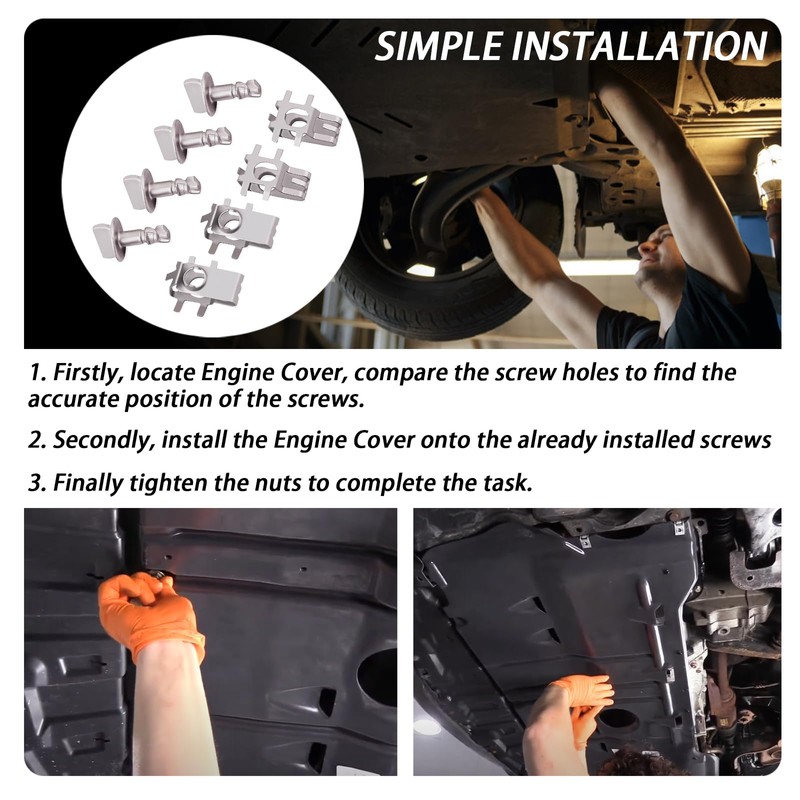 Ciuouient 4 Pair Engine Cover Retainers and Shield Thumb Pins