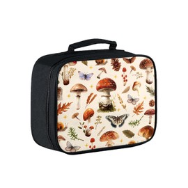 Lunch Box Kids, Mushroom Insulated Lunch Box for Kids Teen Boys Girls with Zippered Pocket, Reusable Portable Toddler Butterfly Lunch Bag, Keep Food Fresh Lunchbag for Office Work Travel Picnic