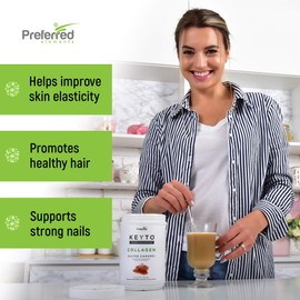 Preferred Elements Keto Collagen Protein Powder with MCT Oil C Keto and Paleo Friendly Pure Grass Fed Pasture Raised Hydrolyzed Collagen Peptides KEYTO Salted Caramel Flavor