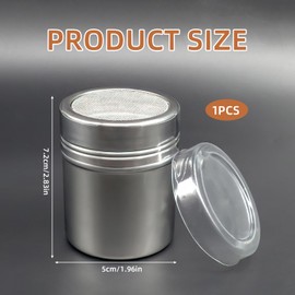 Icing Sugar Shaker with Lid, Icing Sugar Mill, Cocoa Shaker Cappuccino, Cocoa Shaker for Cappuccino, Stainless Steel Cocoa Shaker Cappuccino, Icing Sugar Sieve, Flour Shaker, Coffee Accessories