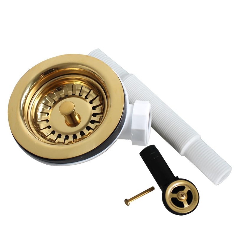 Talea SUS304 Stainless Steel Sink Strainer Basket Valve, Shiny Gold