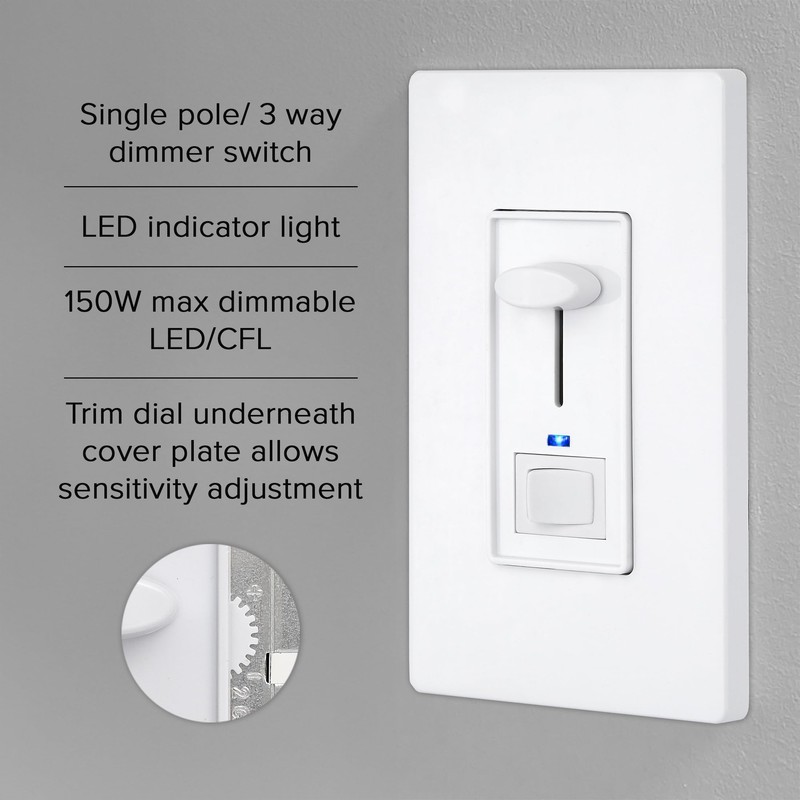 Maxxima Dimmer Electrical Light Switch - Featuring Blue Indicator Light,