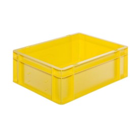 Euro Transport Stacking Box/Storage Container, Yellow, 400 x 300 x 145 mm (L x W x H), Closed Walls and Base