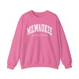 CUSTOMI Milwaukee Wisconsin Adult Unisex Crewneck Sweatshirt, Safety Pink, 3XL