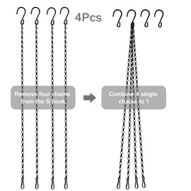 Set of 4 Hanging Basket Chains with Hooks, 90 cm Hanging Basket Chains, Flower Pot Chains, Hanging Basket Chains, Metal Chain for Flower Pots, Bird Feeders, Bird Baths, Planters, Lanterns, Billboard