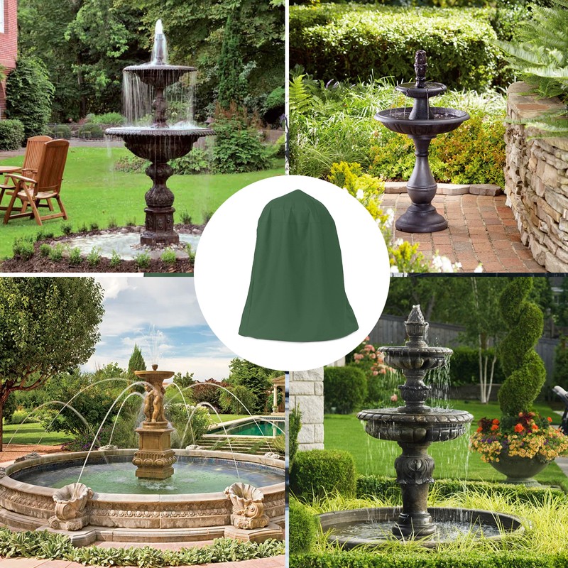 Garden Fountain Statue Protective Cover Silver Coated Oxford Cloth Waterproof