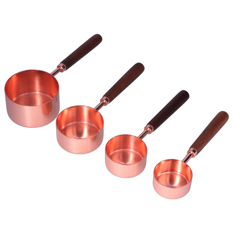 4Pcs Measuring Cups and Spoons Set with Copper Plated Handle