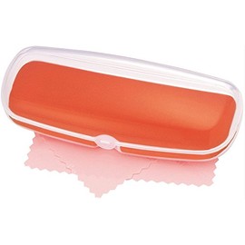Pearl Glasses Case, Hard Type, Clear White x Orange, With Cloth SP-D5OR