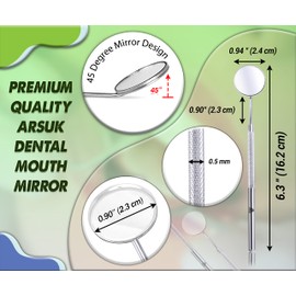ARSUK Dental Mirror with Stainless Steel Handle 6.5" – Professional Dentist Mirror for Inside Mouth for Oral Inspection & Teeth Cleaning, Eyelash Extensions, Reusable Dental Tool for Personal Care