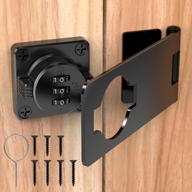 Cabinet Password Hasp Locks, Cabinet Door Combination Lock, Password hasp Lock, 3-Digit Combination Lock for Cabinet Doors – Twist Knob Hasp Latch Lock with Password Code(4.5 inch Black)