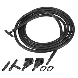 X AUTOHAUX 7pcs Front Windshield Washer Nozzles Kit for Dodge for Ram for Chrysler 2 Meters Windshield Washer Hose with Connectors Replaces 5113049AA