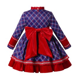 Pettigirl Girls Winter Vintage Burgundy Fashion Plaid Lace Ruffle Clothing Kids Teenage Stylish Holiday Dresses Suits