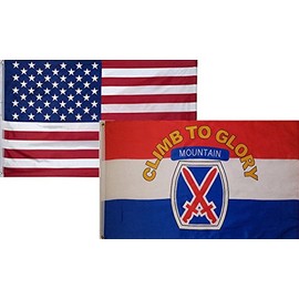 3x5 Wholesale Combo USA American & 10th Mountain Division Flag 3'x5' (2 Pack)