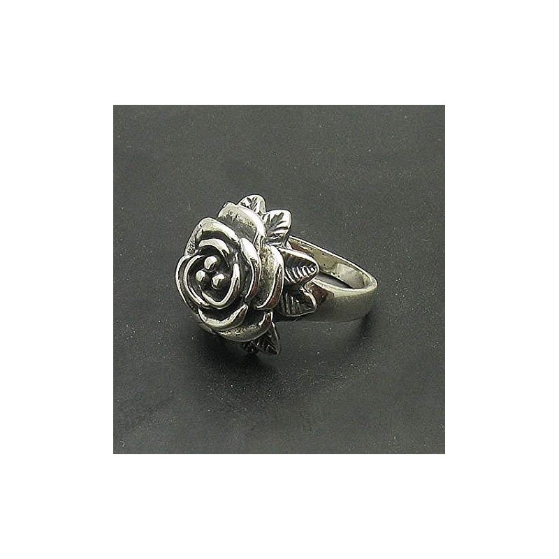 Sterling silver ring flower rose solid 925 Empress size G