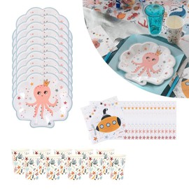 Under the Sea Party Pack for 10 People, Birthday Set Plates Napkins Cups, Childrens Mermaid Party, Seaside Party Tableware