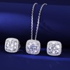 Gugots Square Moissanite Earrings and Necklace Set for Women