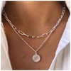 Yheakne Boho Layered Moonstone Necklace Silver Opal Moonstone Pendant Necklace