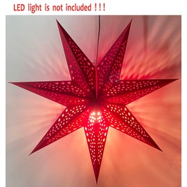 Yeekea Paper Star Lantern Hanging Star Lampshade Decoration for Weddings Christmas Holiday Birthday Party Celebration (Red)