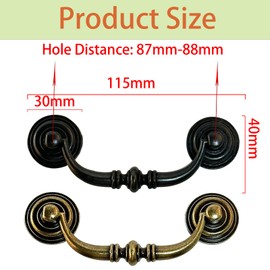 SEIWEI Vintage Cabinet Handle, 4PCS 115mm Drawer Pull Handle, Kitchen Cabinets Cupboard Pull Drop Handle, Antique Furniture Door Pull Handle for Bedroom Wardrobe Dresser Drawer Cabinet (Iron Black)