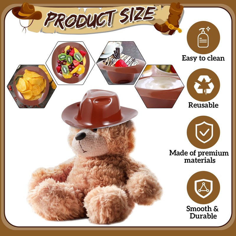 Uiifan 24 Pcs Cowboy Hats Ice Cream Bowls Snacks Yogurt
