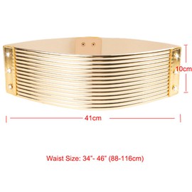 ANNULOYA Plus Size Women Bling Wide Belt for Dress Vintage Rhinestones Elastic Sparkle Waistband Ladies Cummerbands (Gold, Waist 34-46 Inch)