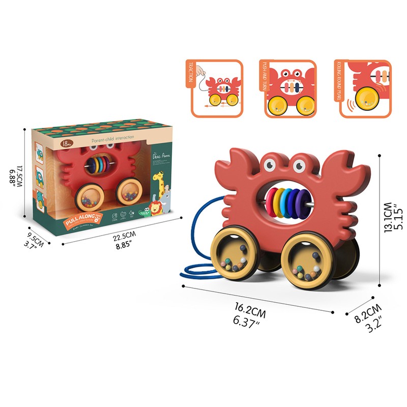 Kids Pull Along Pet Toy Cute Animal Pull Along Rolling
