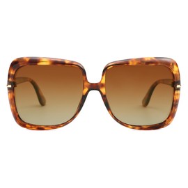 VANLINKER Polarized Oversized Big Trendy Square 70s Sunglasses for Women Retro Vintage Shades VL9836,Tortoise