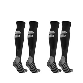 Adult Grip Socks Soccer Men and Women, Pre Cut Breathable Double Hole Professional Football Socks, Anti Slip Knee High Athletic Socks for Hockey, Baseball, Softball, Volleyball(2 Pair，Black)