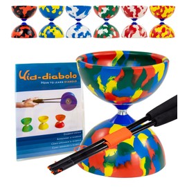 Juggle Dream Jester Diabolo Jonglierset – Fester Achse Profi-Diabolo mit Superglass-Handstäben, Online-Lernvideo – Jonglierspielzeug (Mehrfarbig)