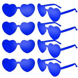 CHRORINE 8/16/ 24 Pairs Heart Shaped Sunglasses Rimless Heart Glasse Transparent Candy Colors for Party Favor (24, Dark-Blue)