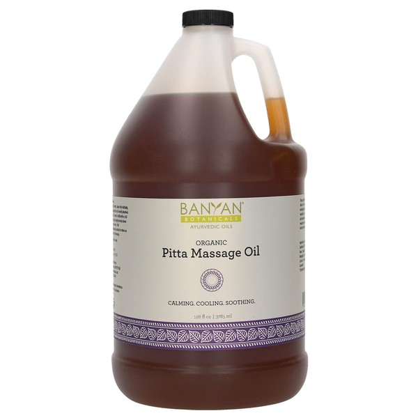 Banyan Botanicals Pitta Massage Oil – Organic Self Massage Abhyanga Oil with Brahmi Guduchi ­­Manjistha – Soothing Cooling Massage Oil for Relaxation & Calm – 128oz – Non GMO Sustainably Sourced Vegan