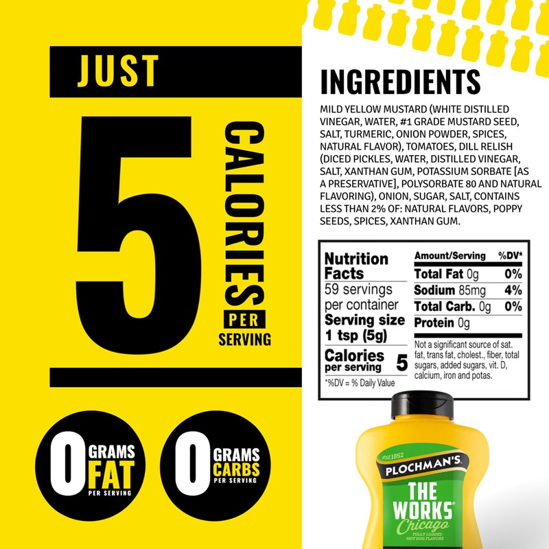 Plochman, The Works Mustard, 15 oz, Perfect for Chicago-Style Hot