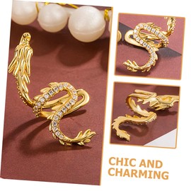 Baluue 1 Pair Sparkly Dragon Clip Earrings for Women Non Pierced Rhinestone Ear Chinese Style Jewelry Lightweight Comfortable Design for Any Occasion