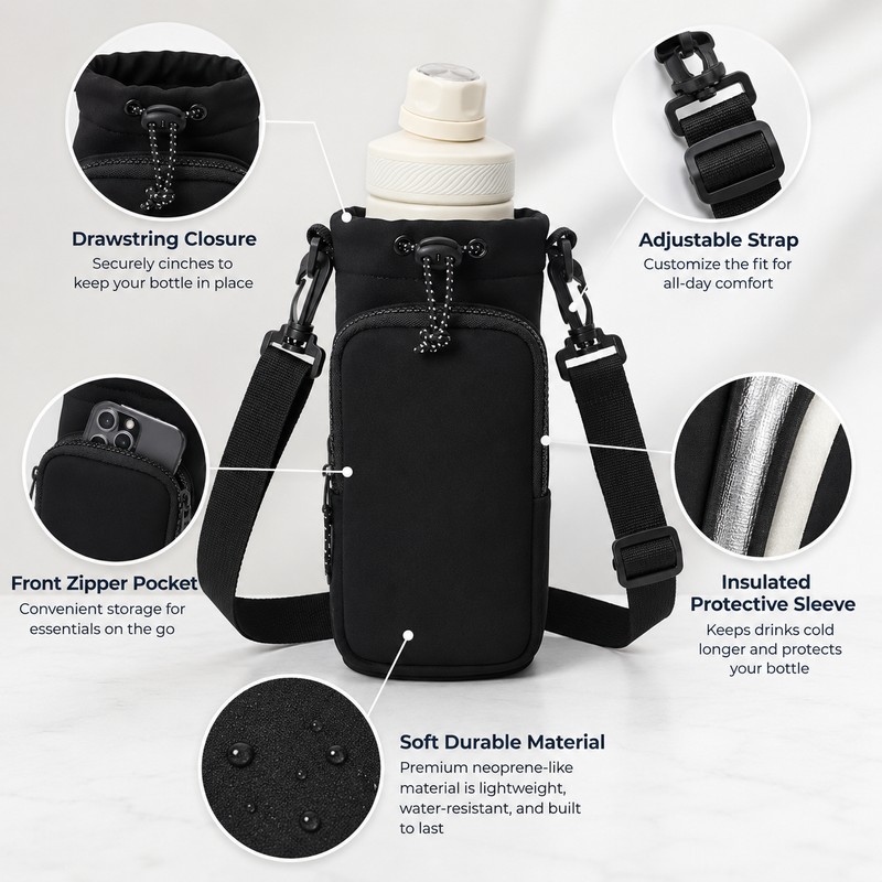Water Bottle Crossbody Bag for Travel & Sports – Insulated