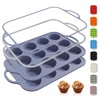2 Packs 12 Cups Silicone Muffin Pan with Metal Reinforced